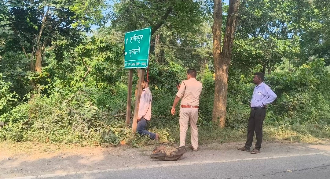 सड़क किनारे फंदे पर लटका मिला अज्ञात व्यक्ति का शव