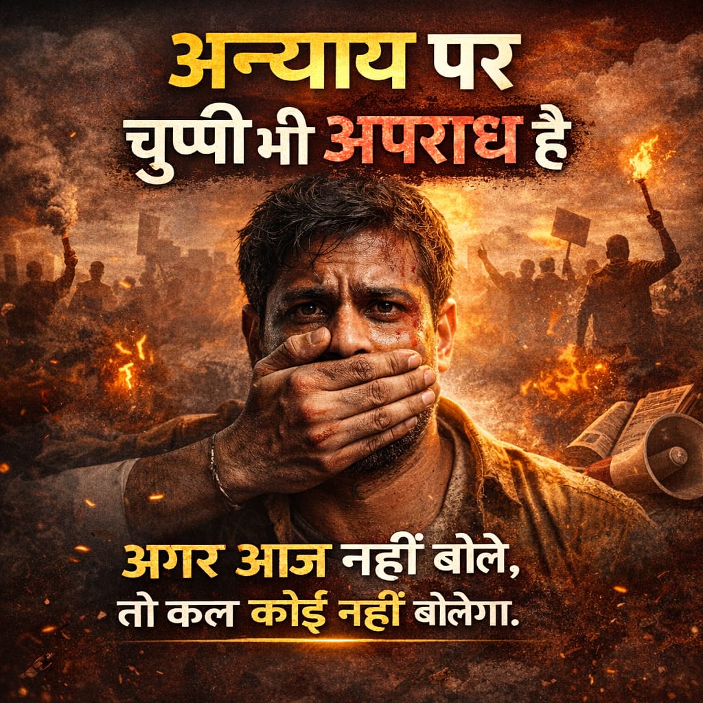 मौन भी अपराध है: अन्याय के विरुद्ध आवाज़ उठाना हर नागरिक का कर्तव्य- आदित्य कुमार