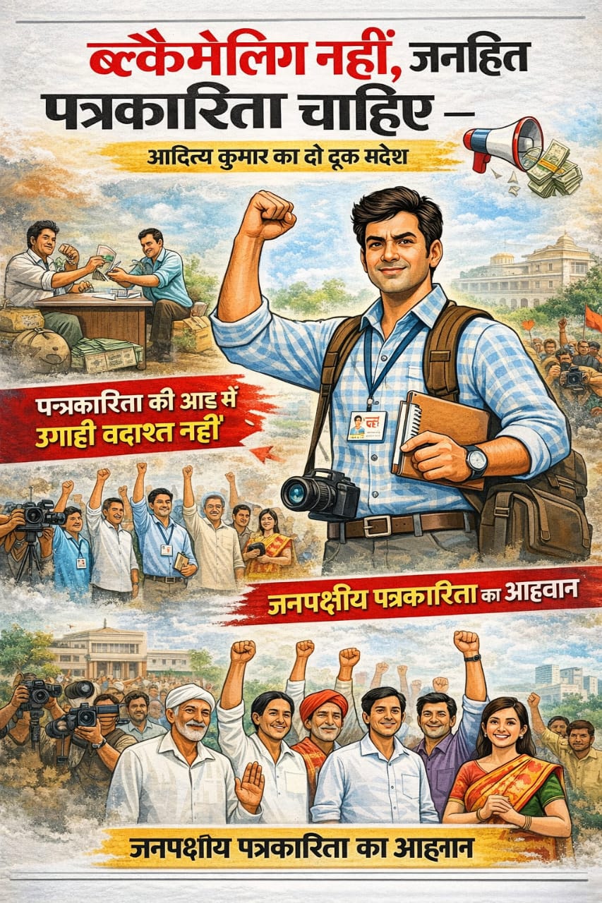 “ब्लैकमेलिंग नहीं, जनहित पत्रकारिता चाहिए” — आदित्य कुमार का दो टूक संदेश