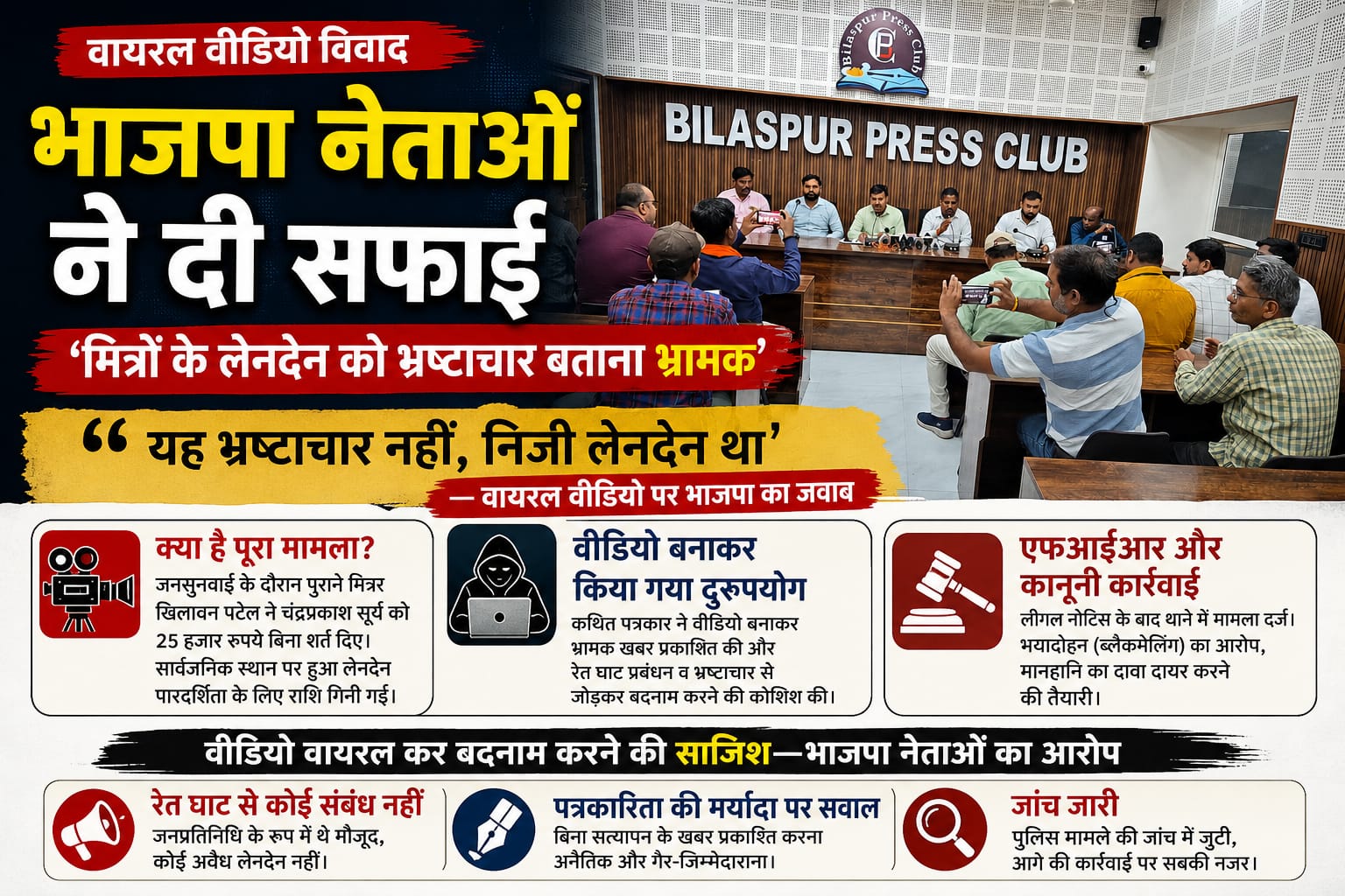 वायरल वीडियो विवाद: भाजपा नेताओं ने दी सफाई, ‘मित्रों के लेनदेन को भ्रष्टाचार बताना भ्रामक’
